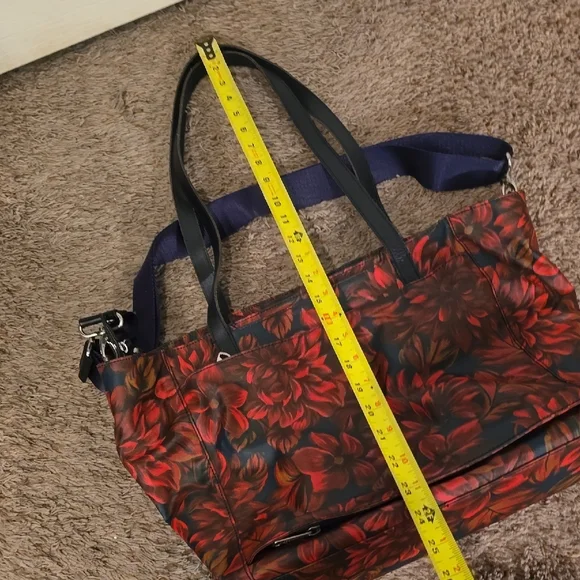 Patricia Nash Red and Black Floral Shoulder Bag with Navy Strap - Picture 15 of 15